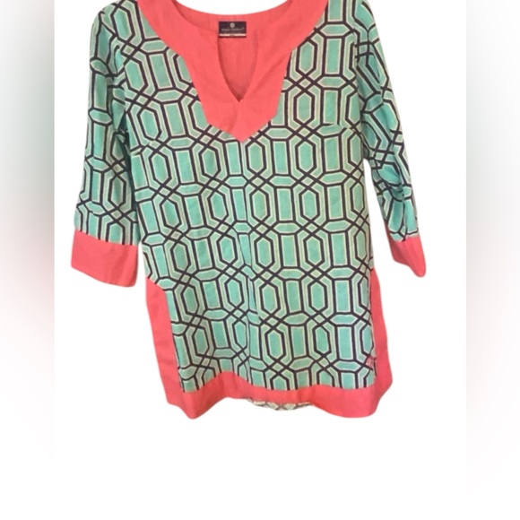 Simply Southern Pink and Green Geometric Tunic - Picture 4 of 7